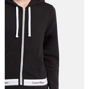 Calvin Klein Cropped Black Zip Up Hoodie